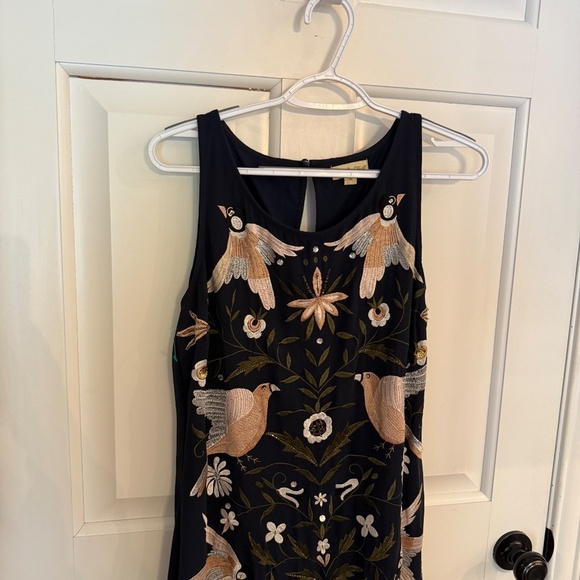 Frock & Frill Navy Pink Bird Floral Embroidered Beaded Maxi Dress - 45624 - Picture 4 of 13